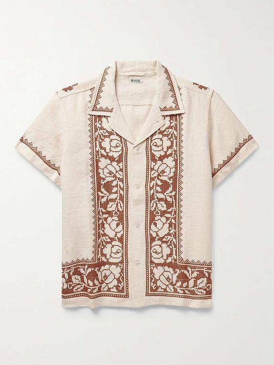 Beige short sleeve shirt from Bode