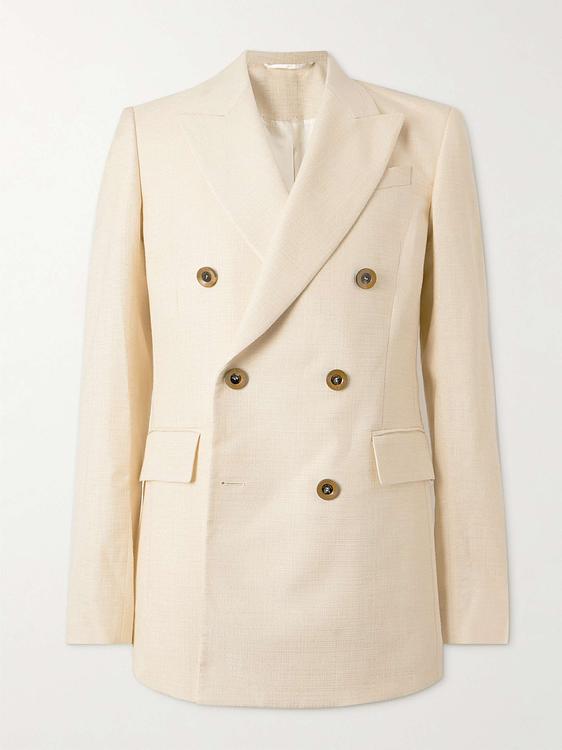 White double-breasted blazer from Wales Bonner