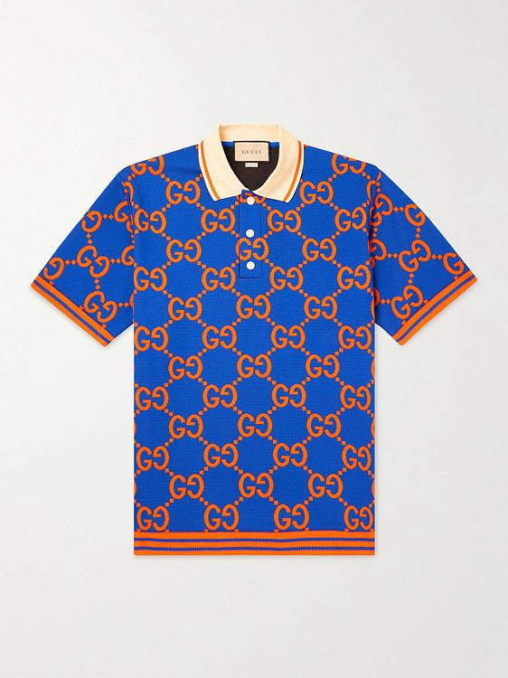 Dark blue short sleeve polo shirt from Gucci