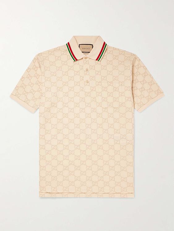 Beige short sleeve polo shirt from Gucci