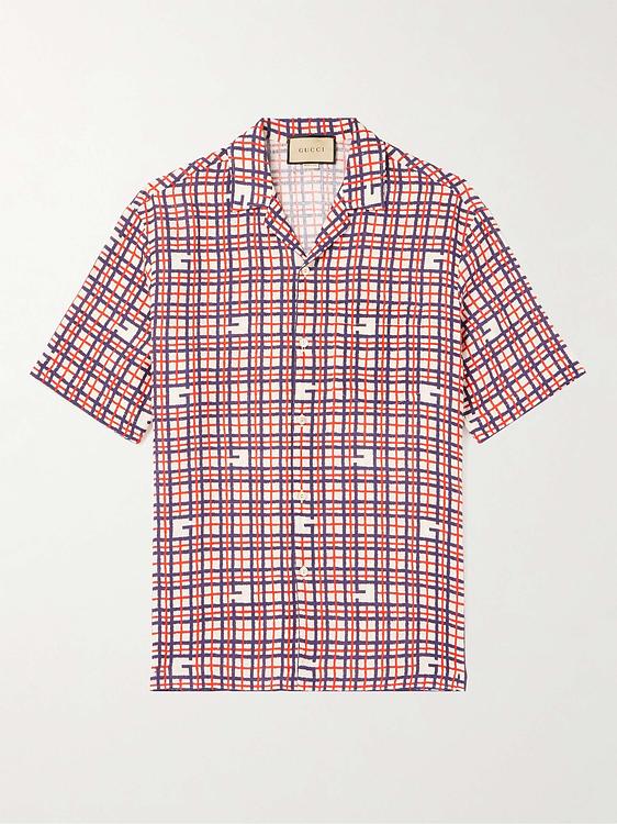Checkered multicolor short sleeve shirt from Gucci