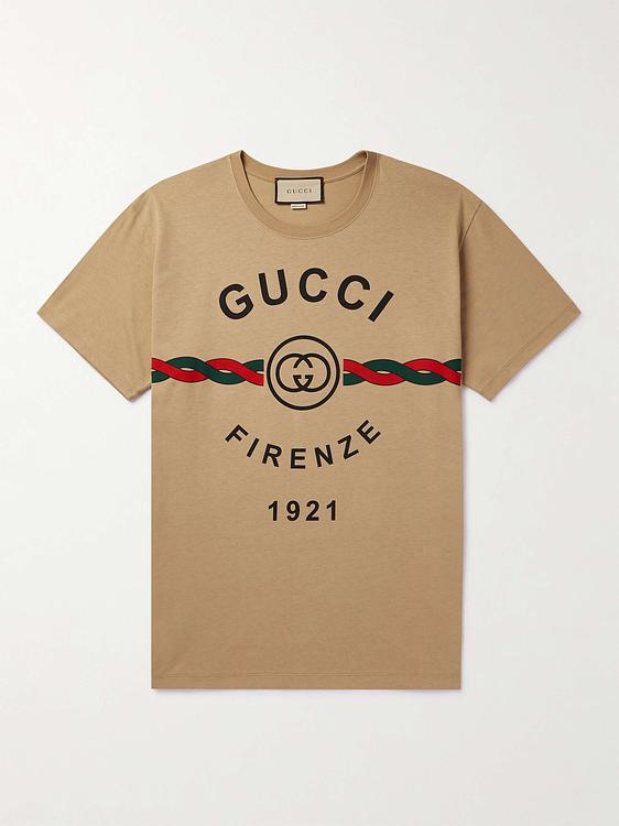 Print taupe t-shirt from Gucci