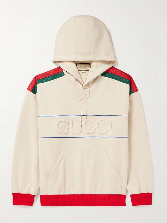 Print beige hooded sweatshirt from Gucci