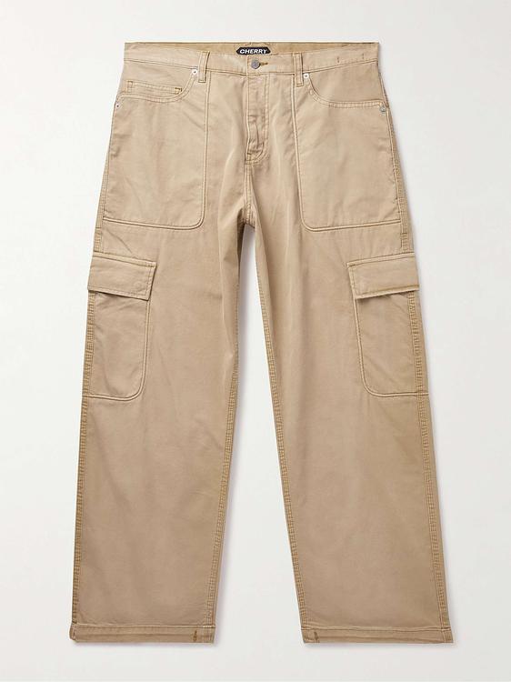 Taupe wide-leg casual trousers from Cherry Los Angeles