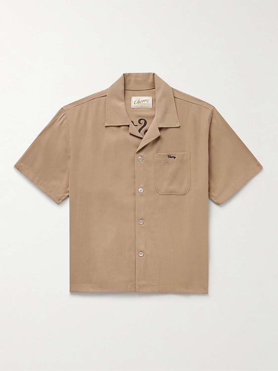 Taupe short sleeve shirt from Cherry Los Angeles