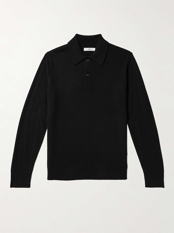 Black long sleeve polo shirt from Mr P.