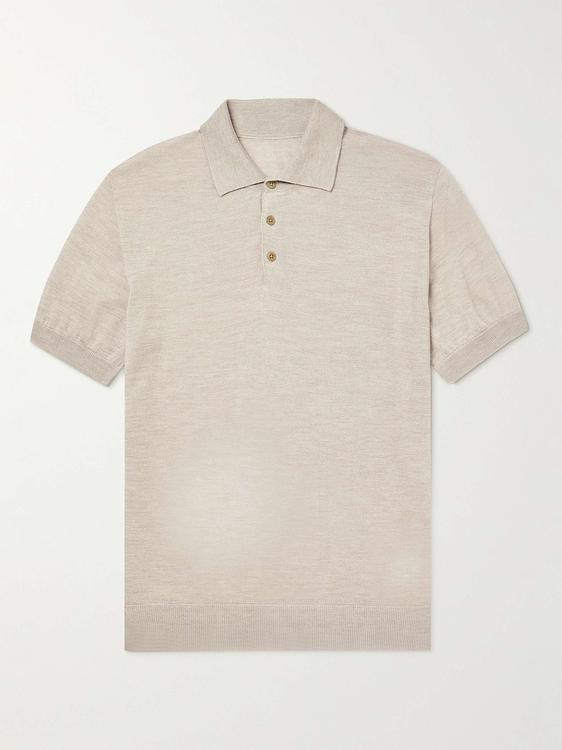 Beige short sleeve polo shirt from Saman Amel