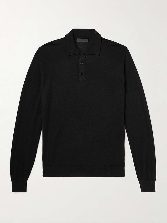 Black long sleeve polo shirt from Saman Amel