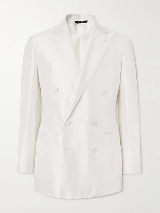 White double-breasted tuxedo jacket from Saman Amel