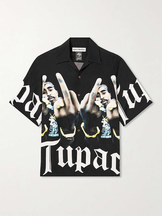 Print black short sleeve shirt from Wacko Maria