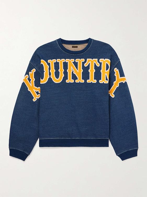 Print dark blue sweatshirt from Kapital