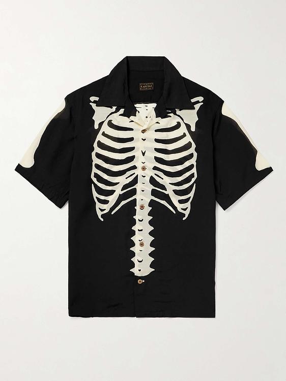 Print black short sleeve shirt from Kapital