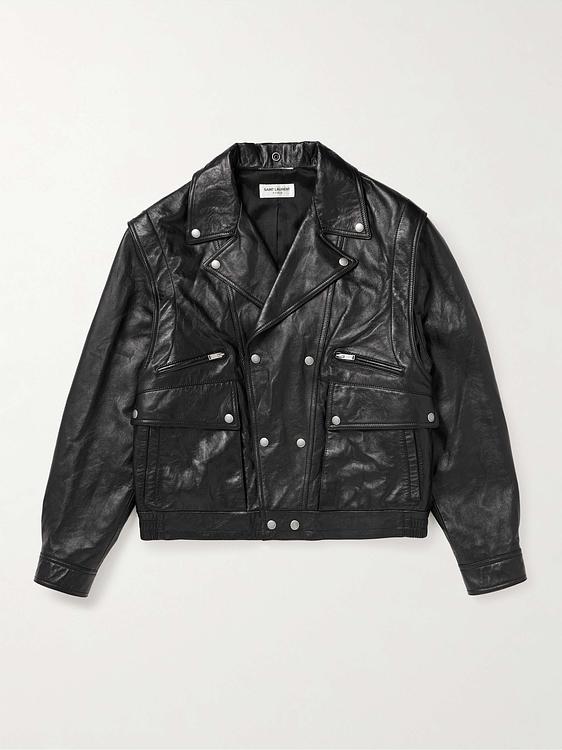 Black leather jacket from Saint Laurent