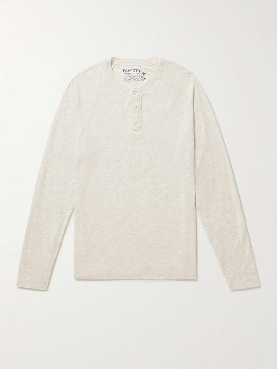 White henley shirt from Faherty