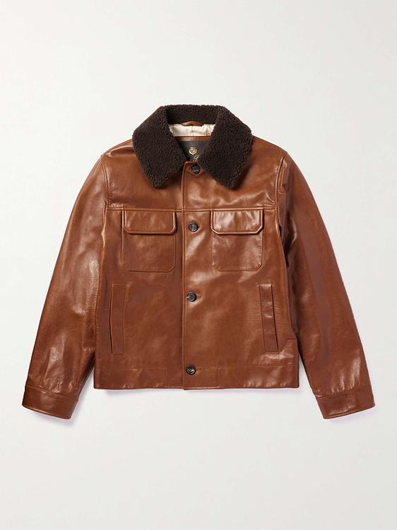 Brown leather jacket from Loro Piana