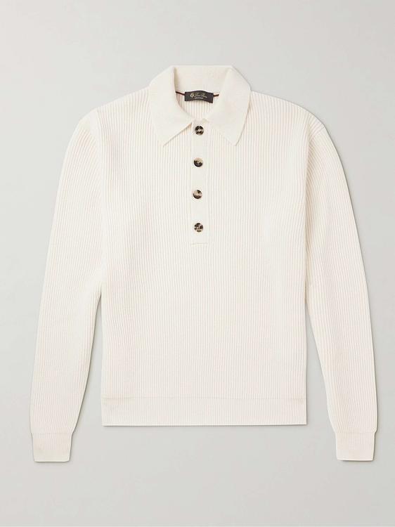 White long sleeve polo shirt from Loro Piana