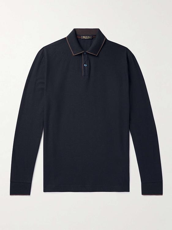 Black long sleeve polo shirt from Loro Piana