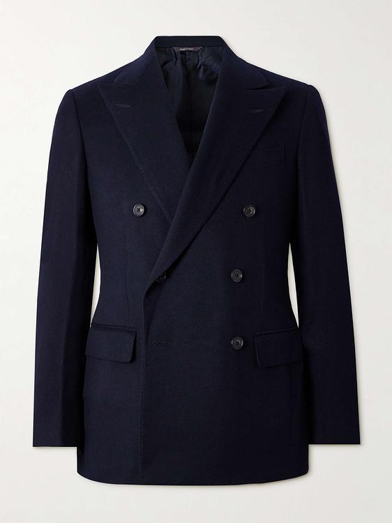 Black double-breasted blazer from Loro Piana