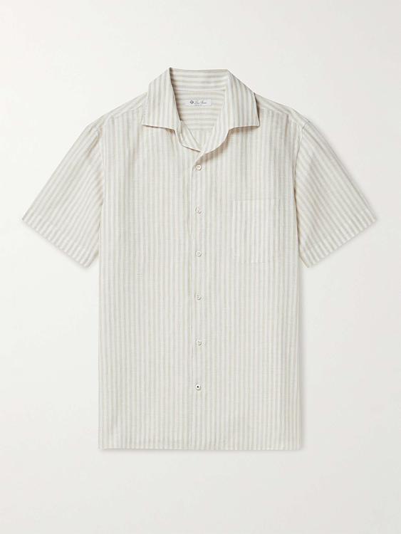 Striped white short sleeve shirt from Loro Piana
