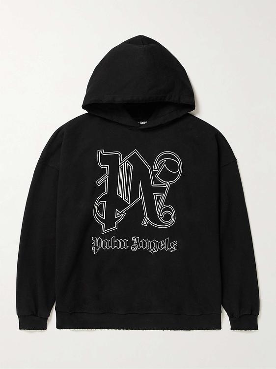 Print black hooded sweatshirt from Palm Angels