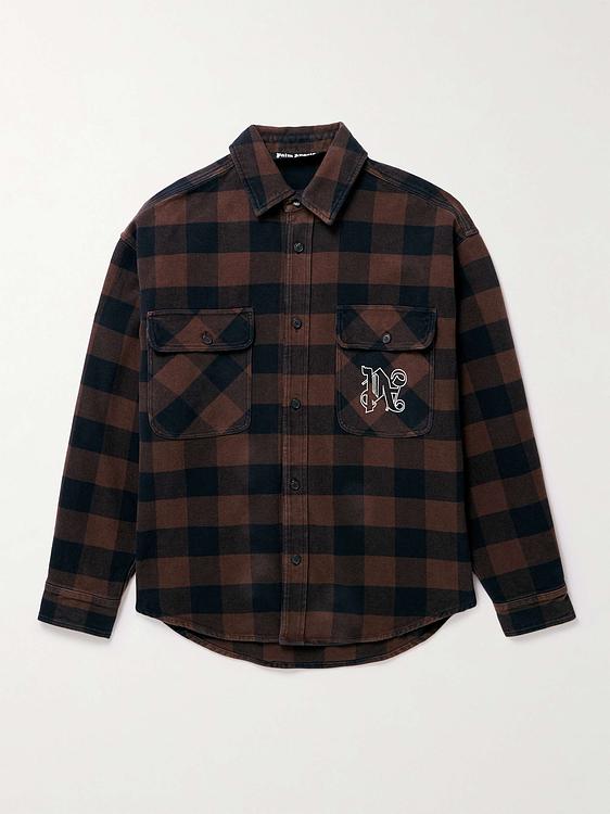 Checkered black overshirt from Palm Angels