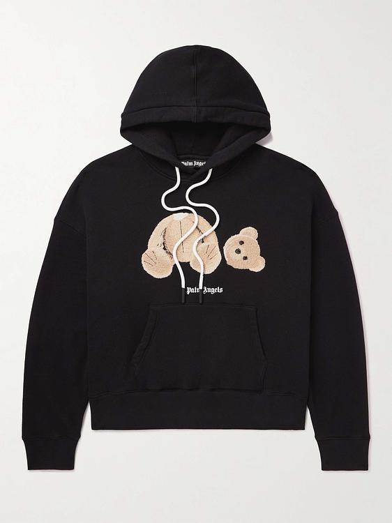 Print black hooded sweatshirt from Palm Angels