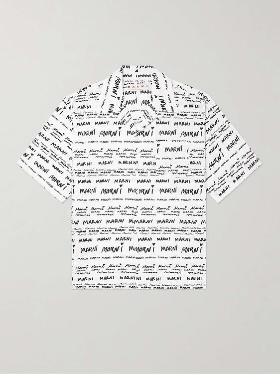Print white short sleeve shirt from Marni