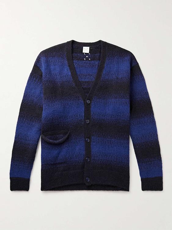 Striped dark blue cardigan from Pop Trading Company