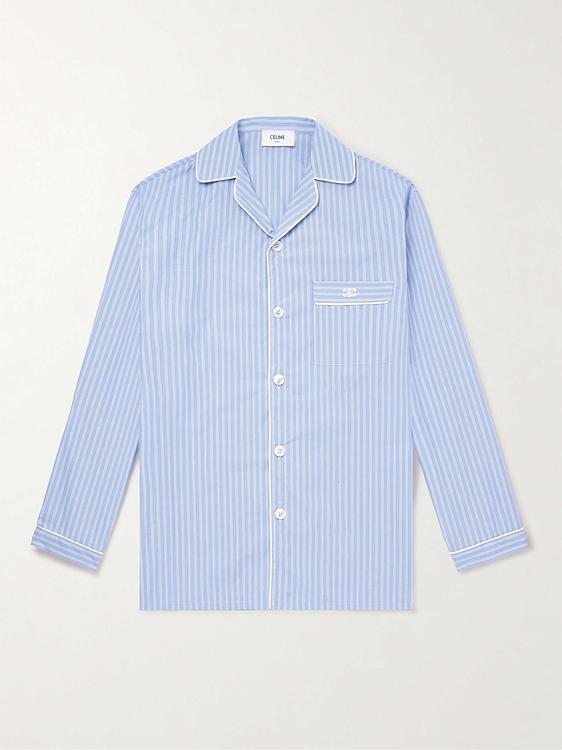 Striped light blue casual shirt from Celine Homme
