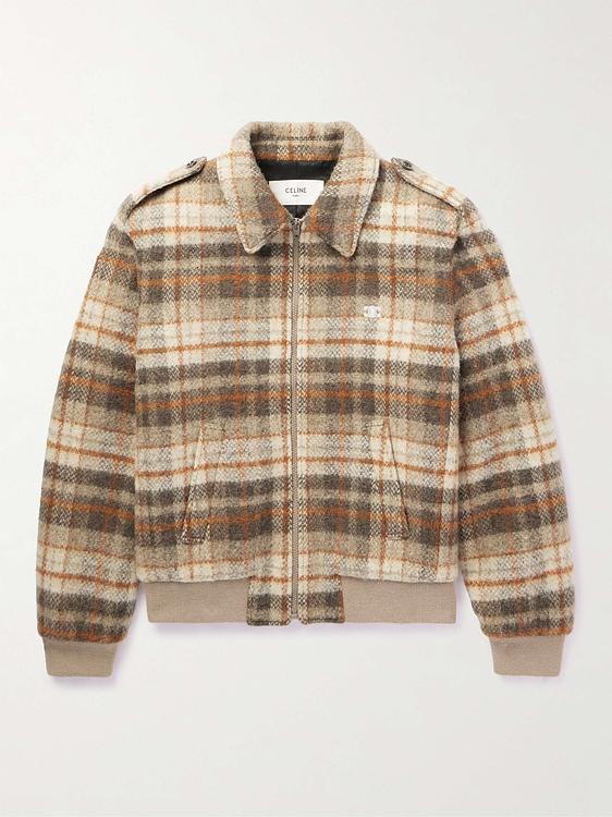 Checkered taupe casual jacket from Celine Homme