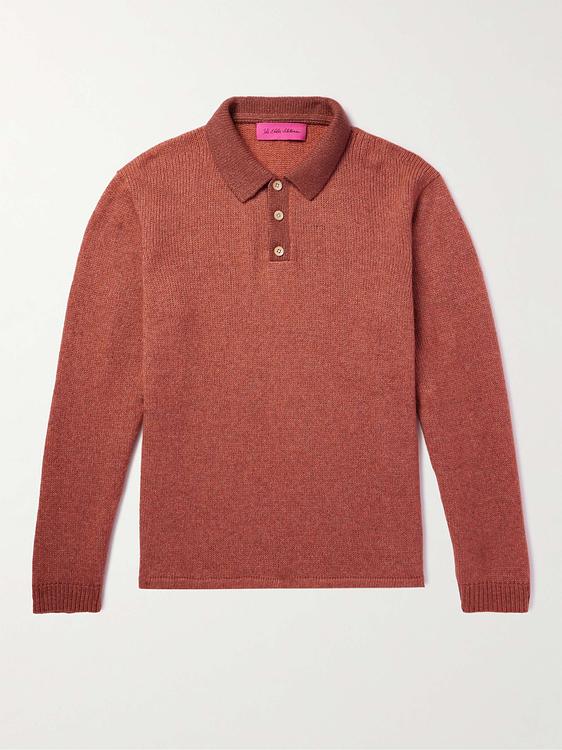 Red long sleeve polo shirt from The Elder Statesman