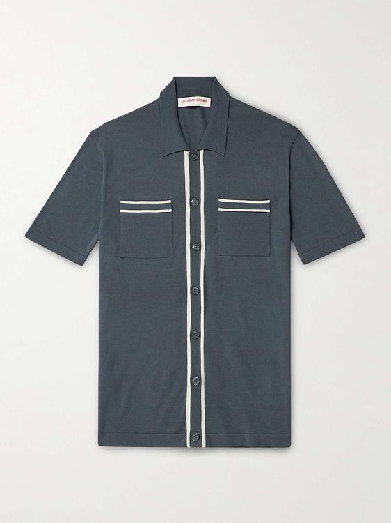 Dark grey short sleeve polo shirt from Orlebar Brown