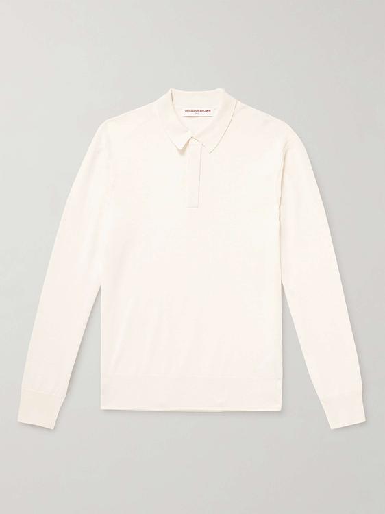 White long sleeve polo shirt from Orlebar Brown