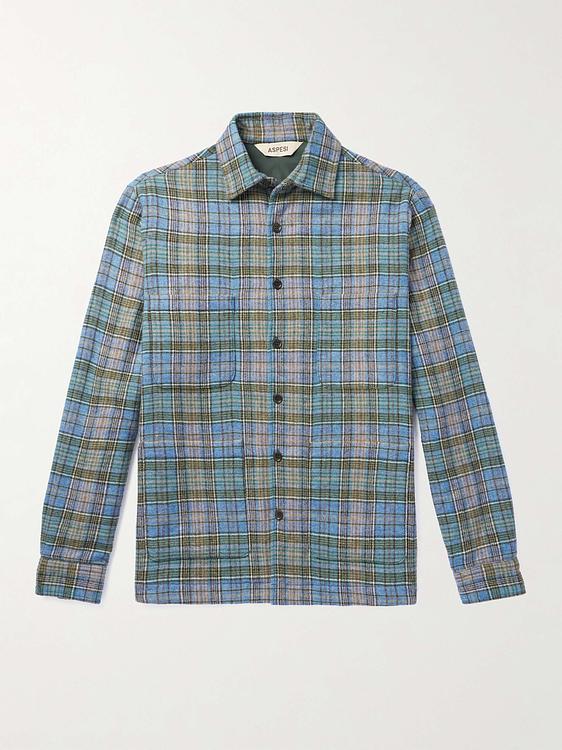 Checkered dark grey overshirt from Aspesi