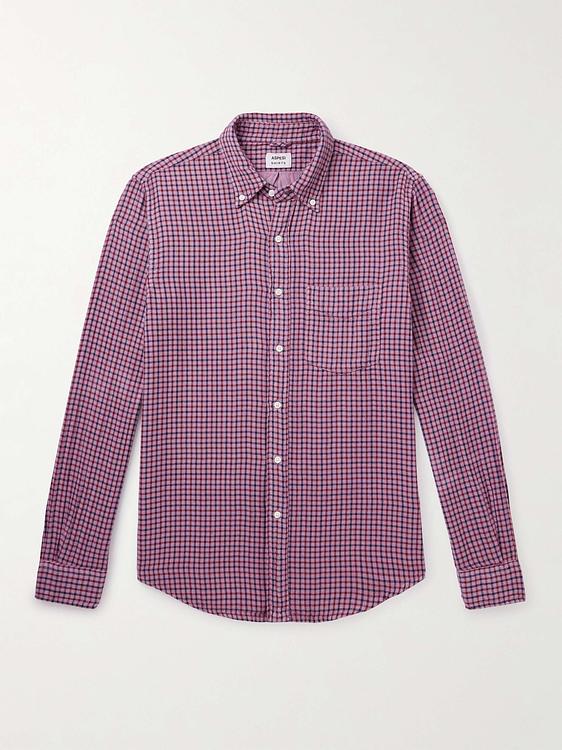 Checkered light purple casual shirt from Aspesi