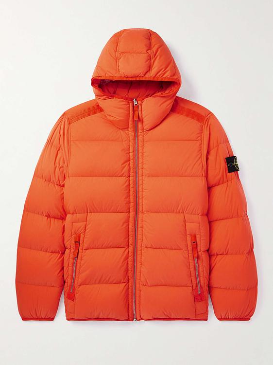 Orange down jacket from Stone Island