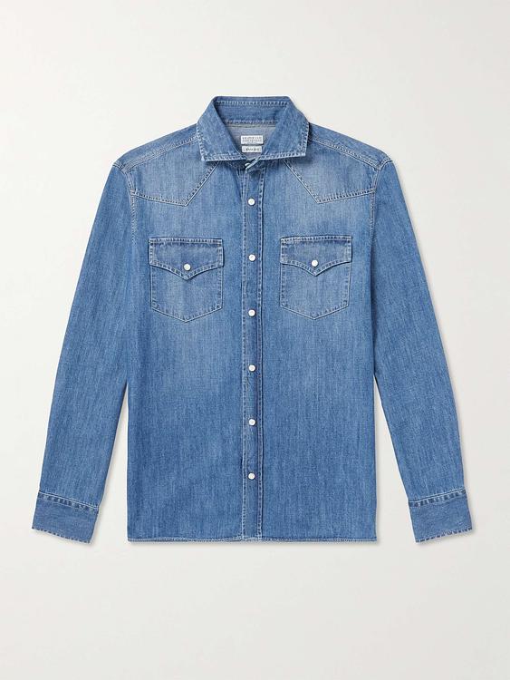 Blue denim shirt from Brunello Cucinelli