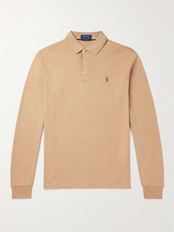Taupe long sleeve polo shirt from Polo Ralph Lauren