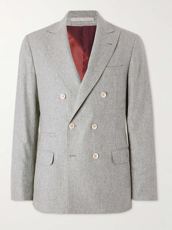 Grey double-breasted blazer from Brunello Cucinelli