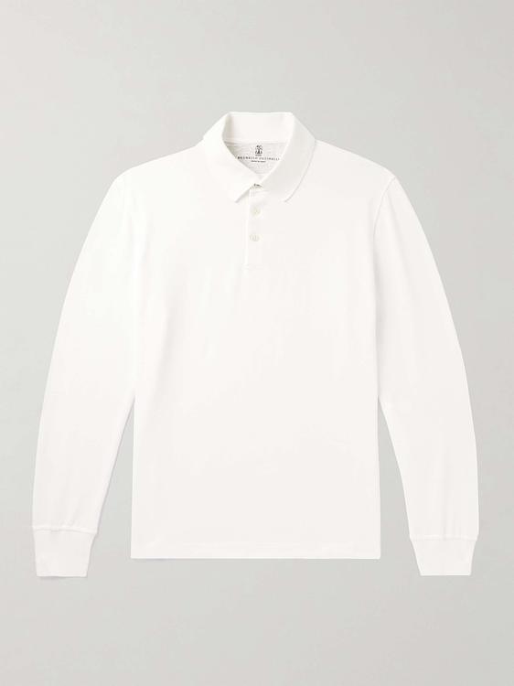 White long sleeve polo shirt from Brunello Cucinelli