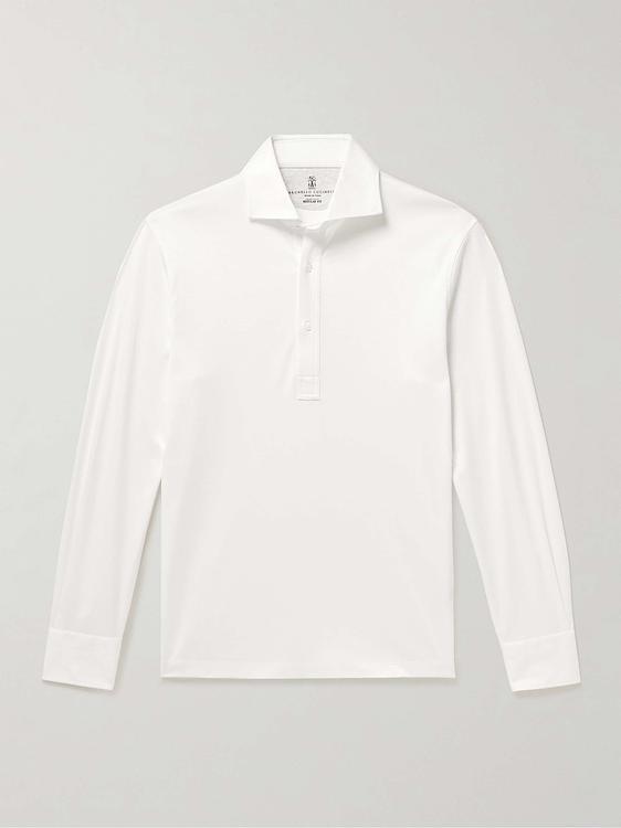 White long sleeve polo shirt from Brunello Cucinelli