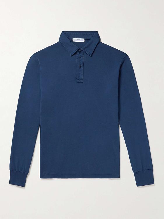 Dark blue long sleeve polo shirt from Save Khaki United