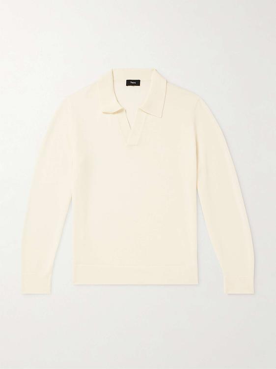 White long sleeve polo shirt from Theory