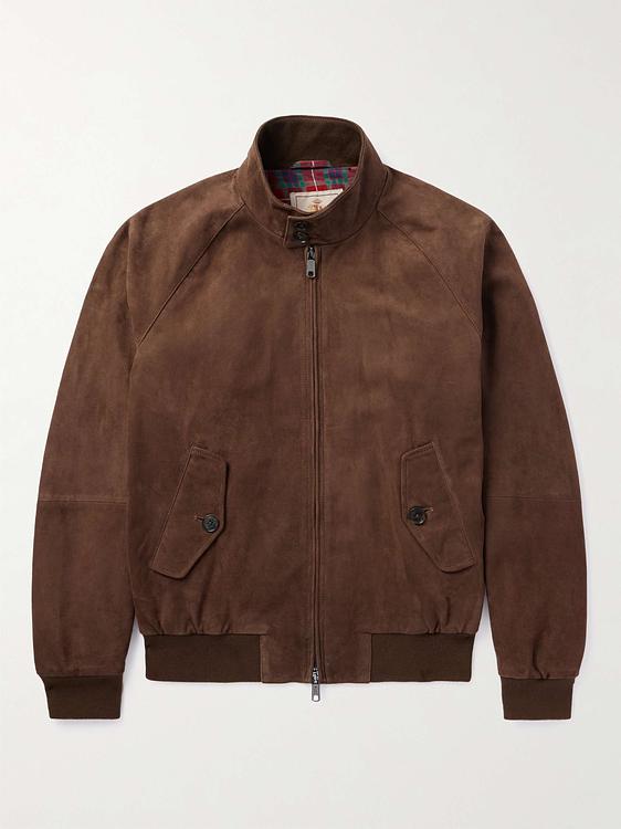 Brown leather jacket from Baracuta