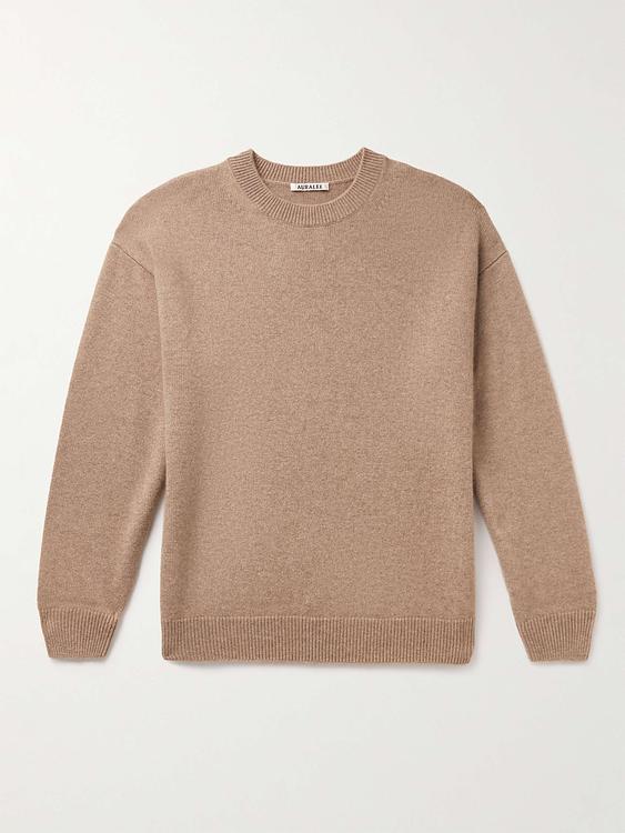 Brown cashmere sweater from Auralee