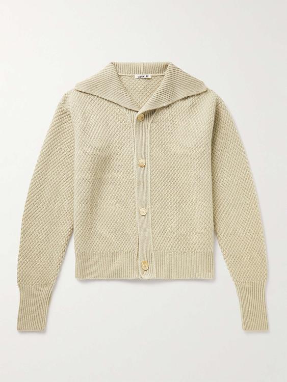Beige cardigan from Auralee