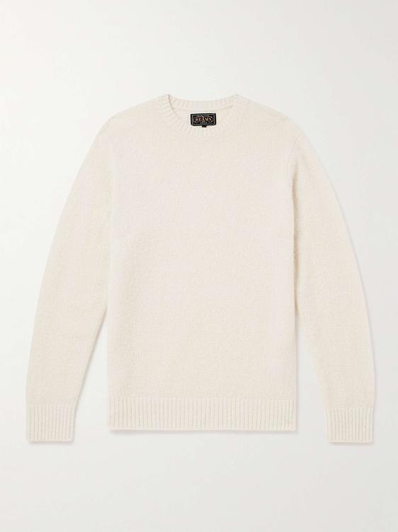 White cashmere sweater from Beams Plus