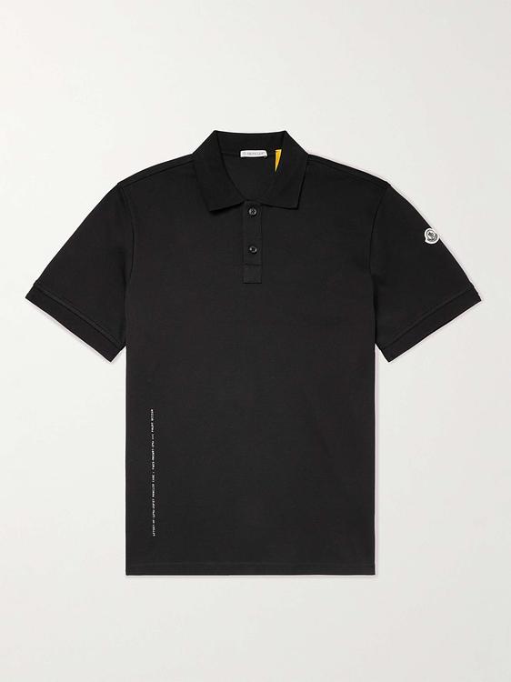 Black short sleeve polo shirt from Moncler Genius