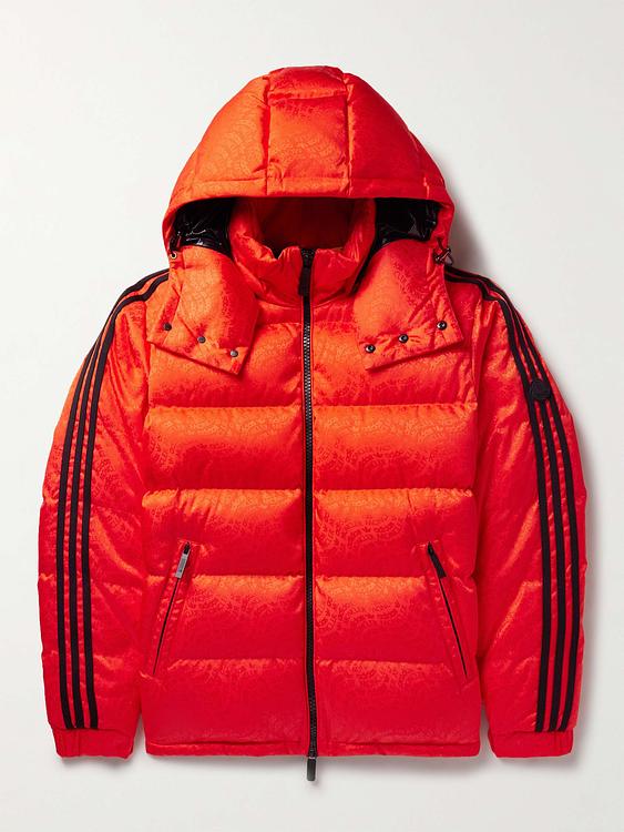Striped red down jacket from Moncler Genius