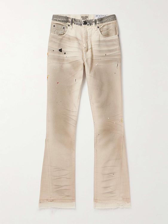 Beige distressed jeans from Gallery Dept.